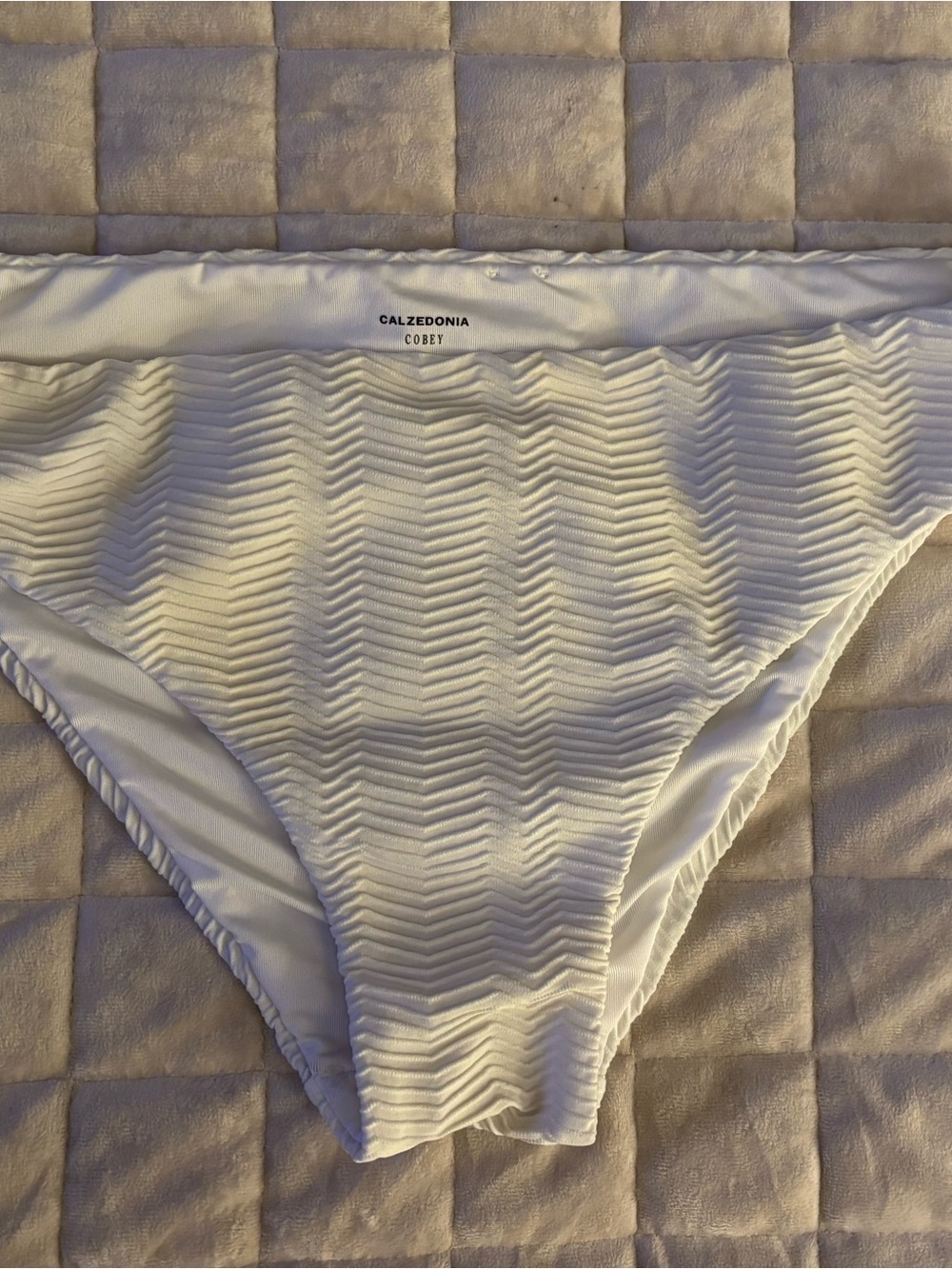 Calzedonia White Textured High-Cut Bikini Bottom Women’s Size L